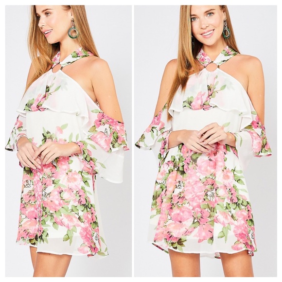 entro Dresses & Skirts - Entro Loveliness Floral Halter Mini Dress